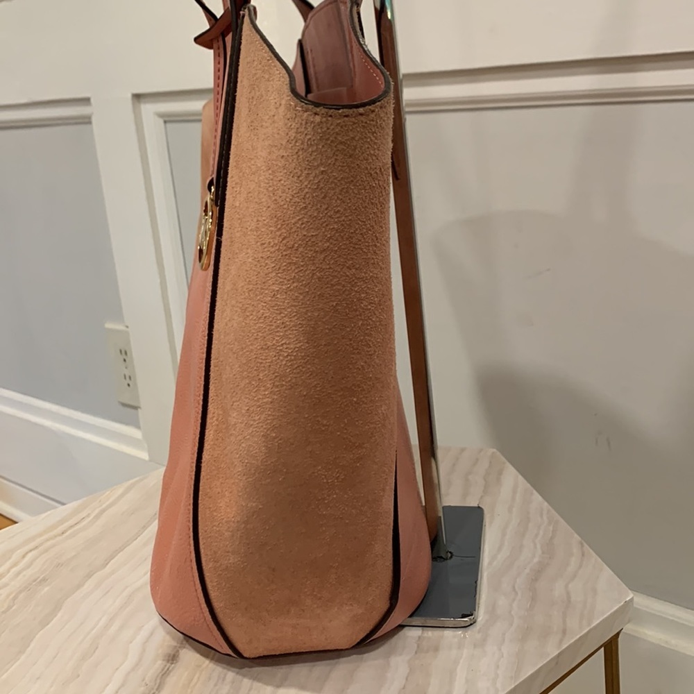 Michael Kors Bag Portia Pink Suede Leather Tote - Picture 6 of 17